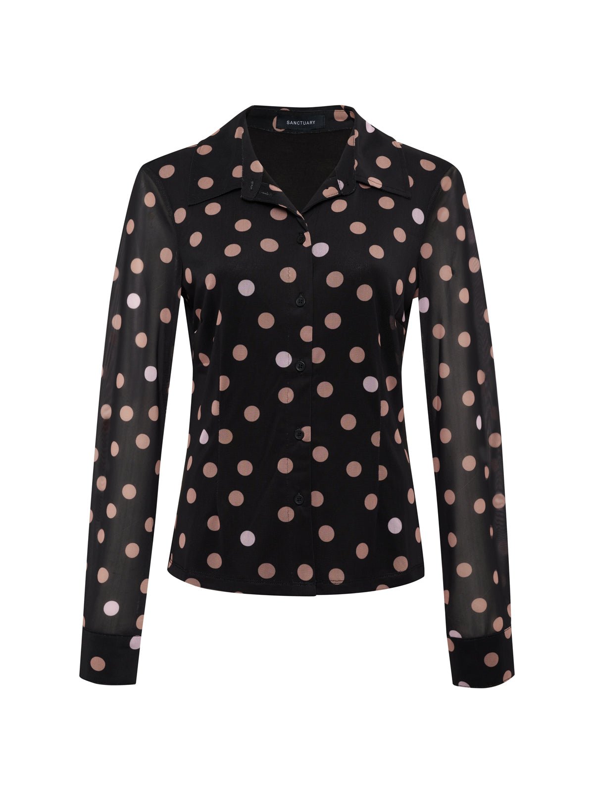 Fitted Mesh Button Down Top Popspot - Sanctuary Clothing