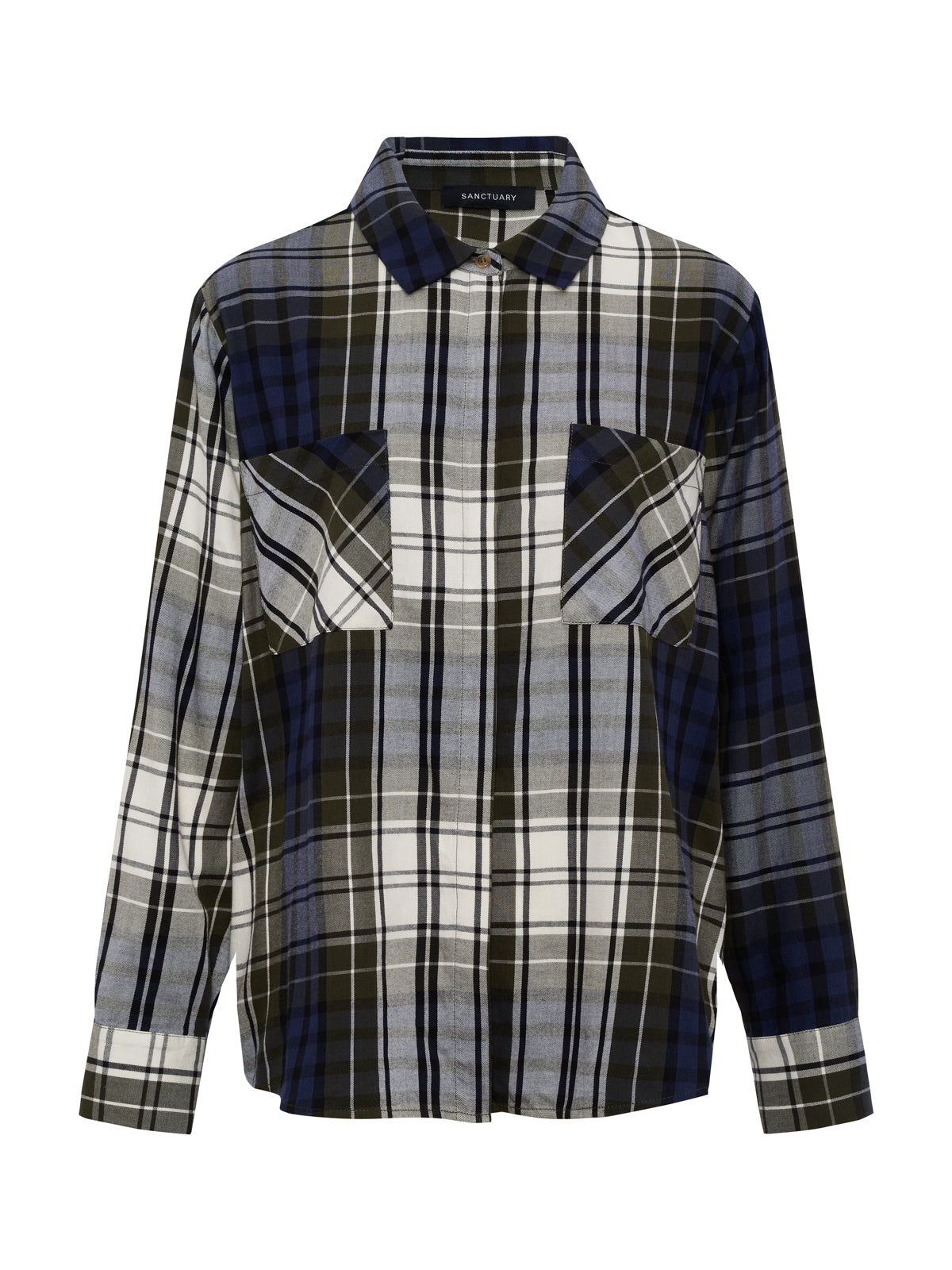 The City Plaid Shirt True Green Plaid - Sanctuary Clothing