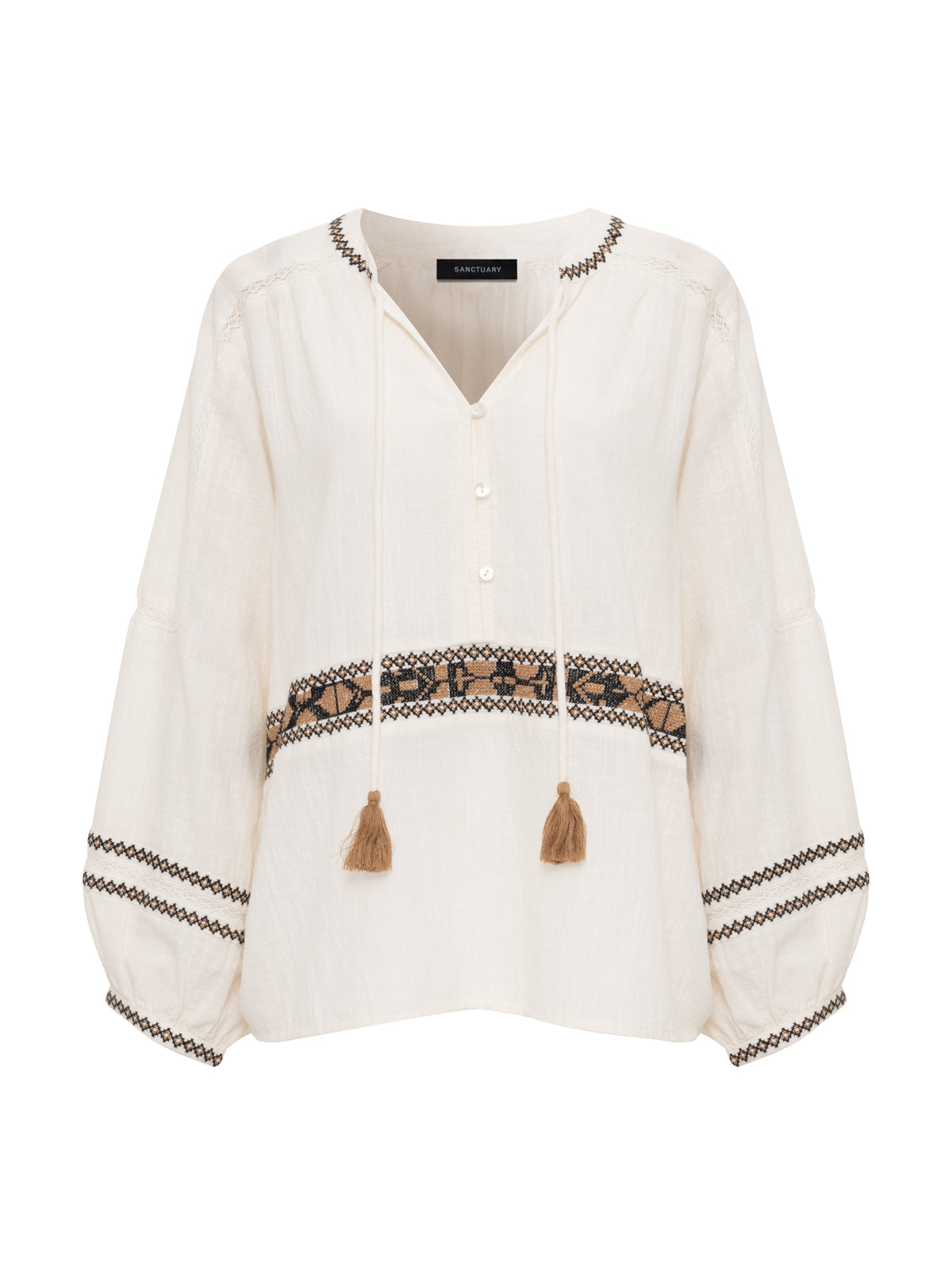 RETREAT EMBROIDERED BLOUSE CHALK - Sanctuary Clothing