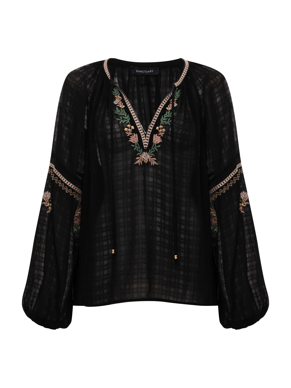 RAYE EMBROIDERED BLOUSE BLACK - Sanctuary Clothing