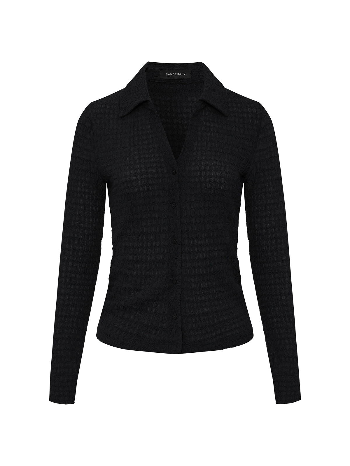 JUNO TEXTURED BUTTON FRONT BLACK - Sanctuary Clothing