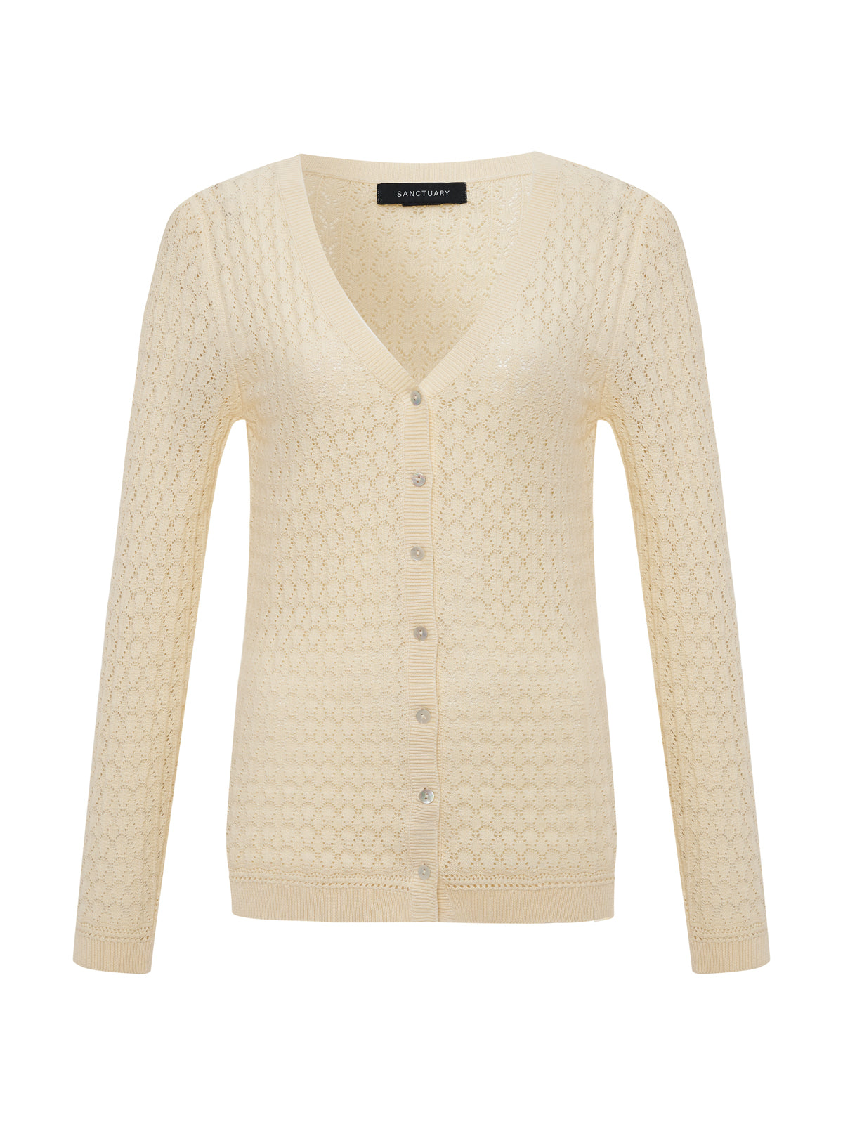 EVERYDAY POINTELLE CARDIGAN COLLAGEN - Sanctuary Clothing