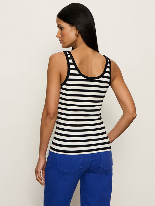 GO-TO LACE UP TANK CHALK/BLACK STRIPE (11) - Sanctuary Clothing