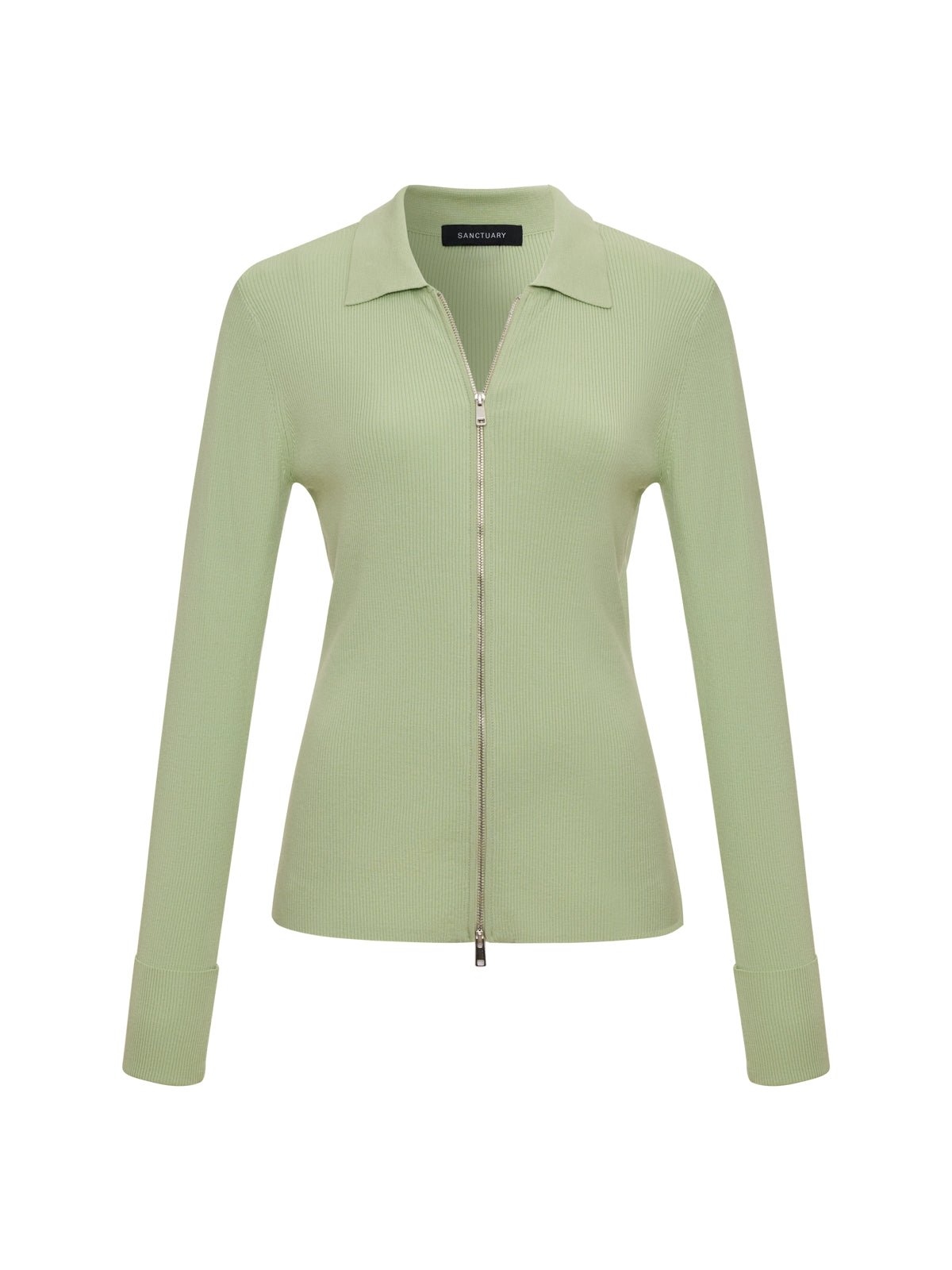 ONLY YOURS RIBBED ZIP SWEATER DETOX GREEN - Sanctuary Clothing