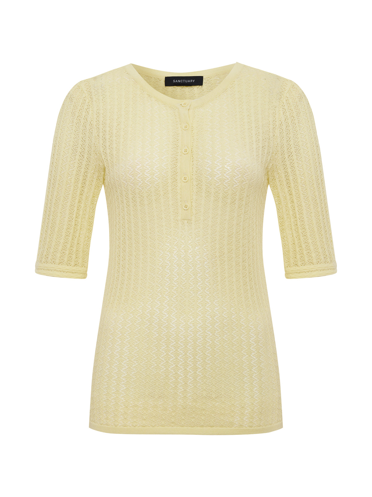 GOING PLACES POINTELLE SWEATER LEMON DROP - Sanctuary Clothing