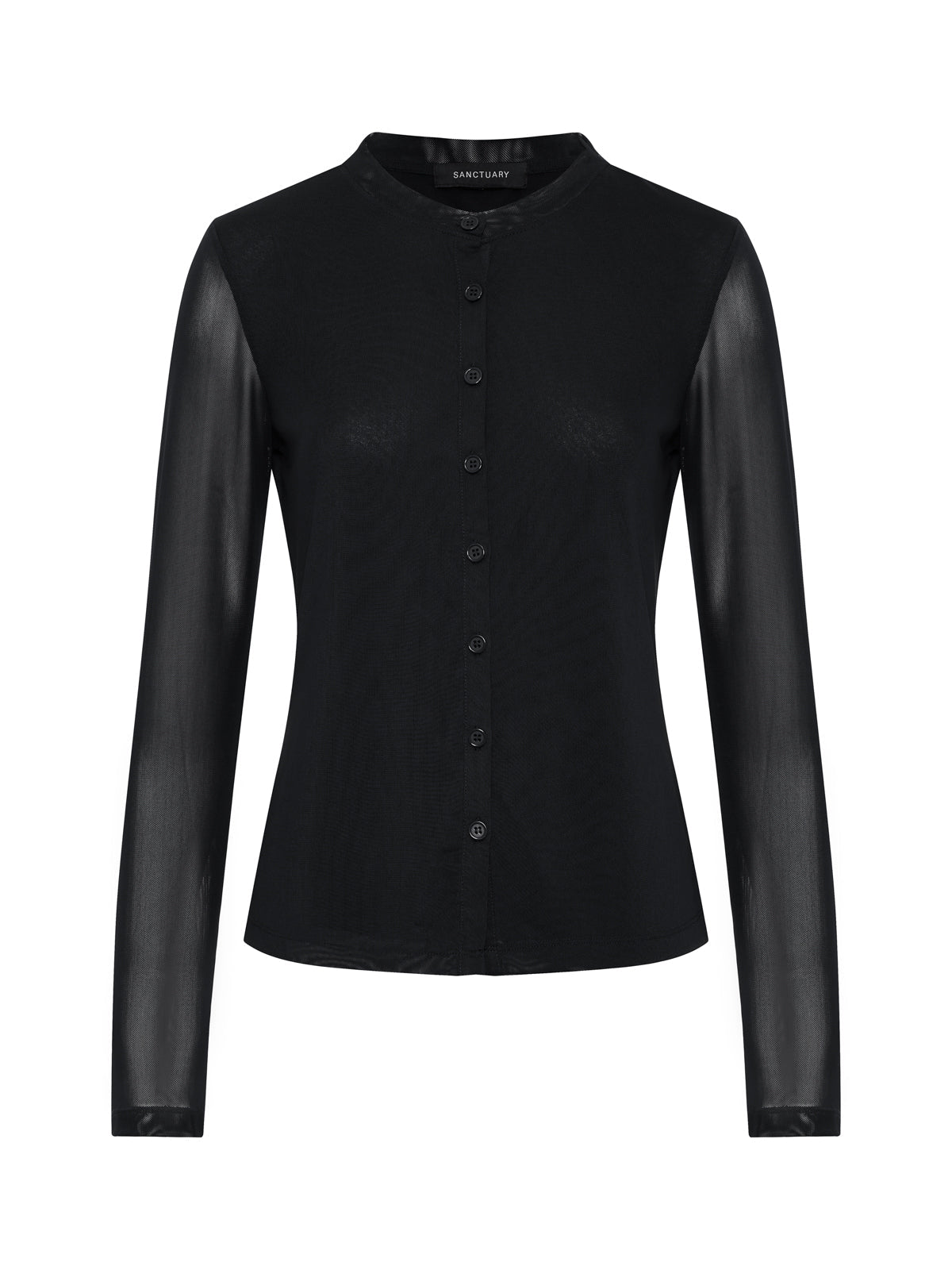 Mesh Long Sleeve Cardigan Black Extended Sizing - Sanctuary Clothing