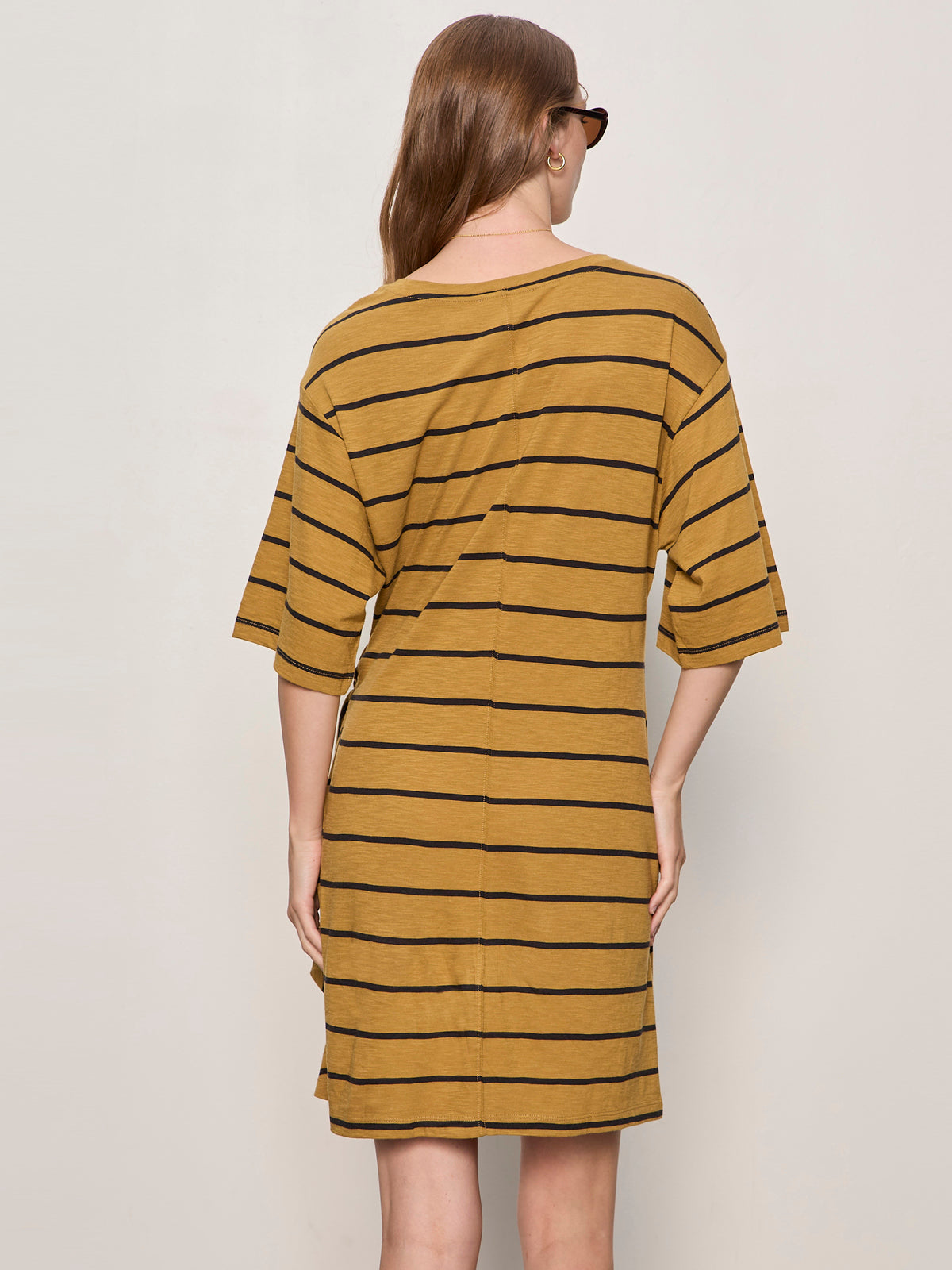 EASIER TOGETHER TIE KNIT DRESS CUMIN/BLACK STRIPE - Sanctuary Clothing