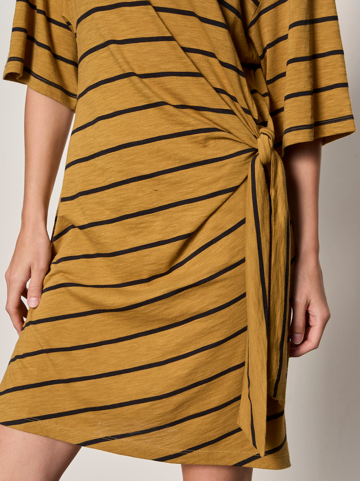 EASIER TOGETHER TIE KNIT DRESS CUMIN/BLACK STRIPE - Sanctuary Clothing