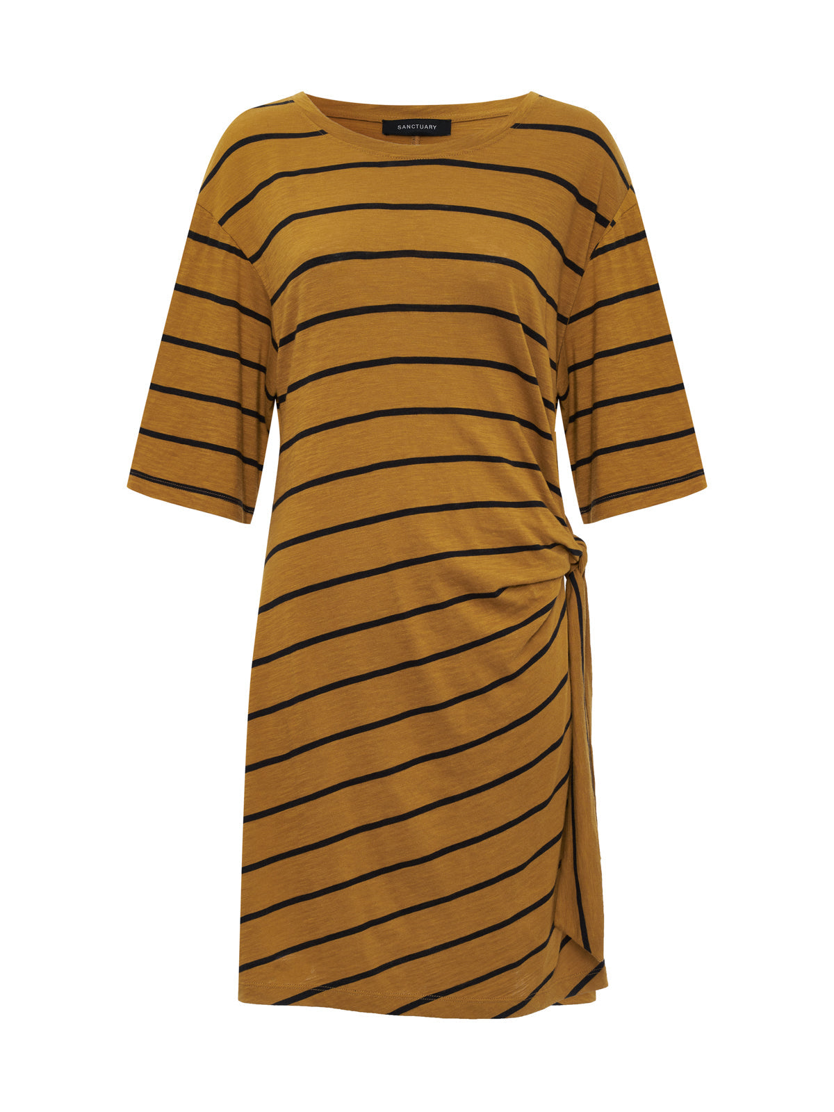 EASIER TOGETHER TIE KNIT DRESS CUMIN/BLACK STRIPE - Sanctuary Clothing