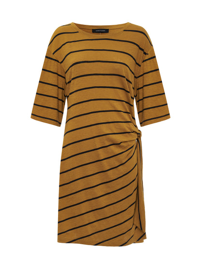 EASIER TOGETHER TIE KNIT DRESS CUMIN/BLACK STRIPE - Sanctuary Clothing