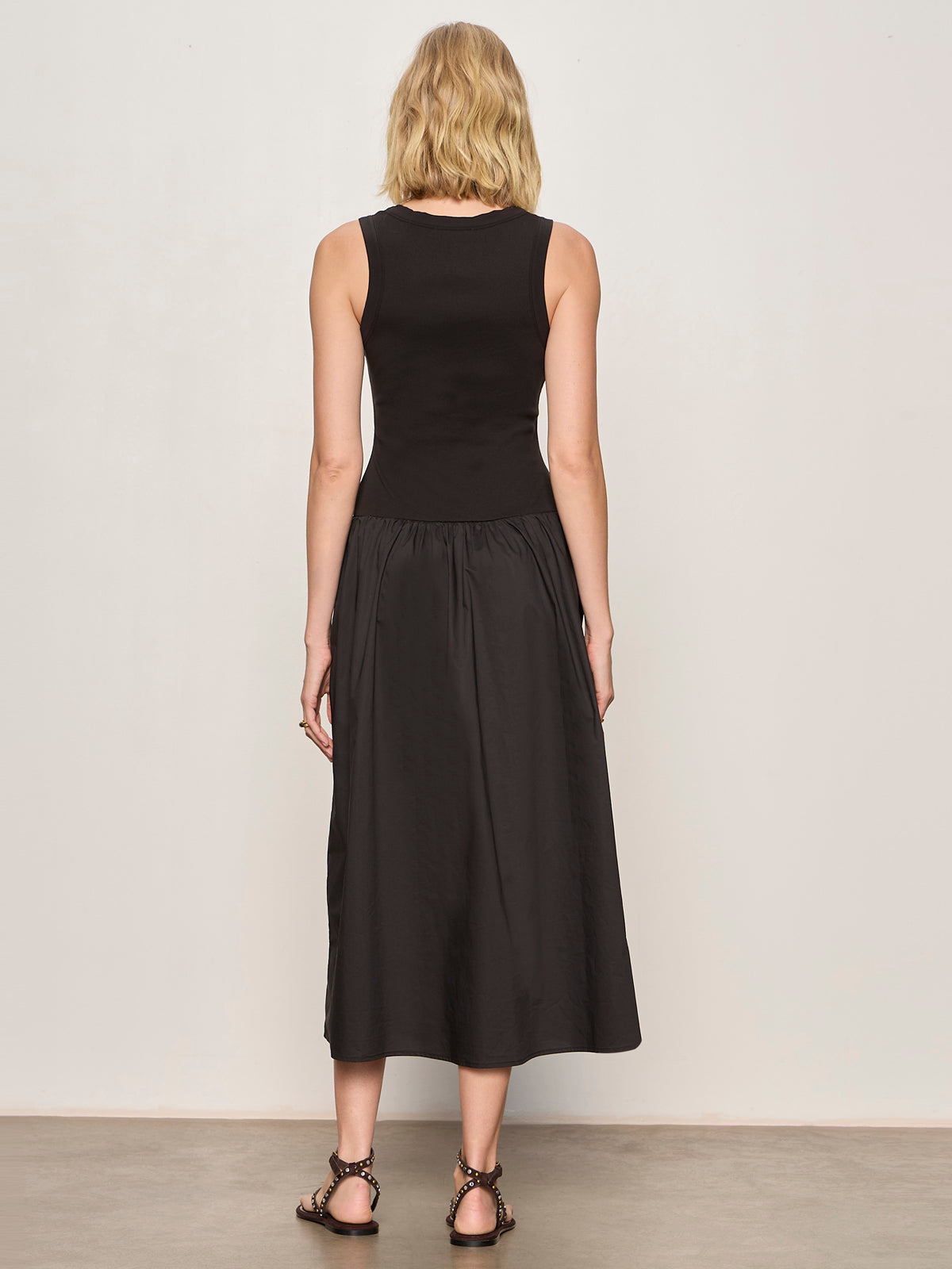 BREAKAWAY MIX MEDIA MIDI DRESS BLACK - Sanctuary Clothing