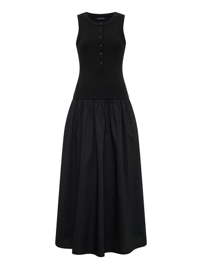 BREAKAWAY MIX MEDIA MIDI DRESS BLACK - Sanctuary Clothing