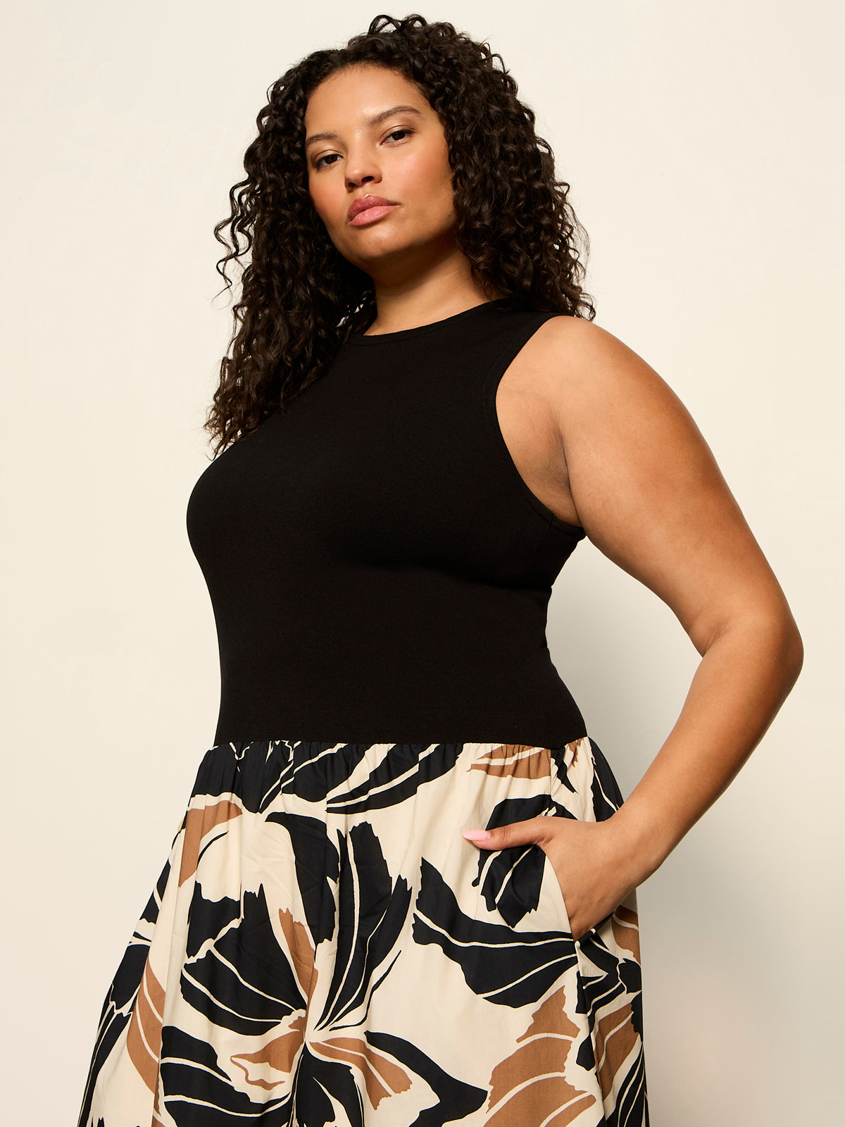 SANDBAR MIX MEDIA MIDI DRESS LOTUS W/ BLACK - Sanctuary Clothing