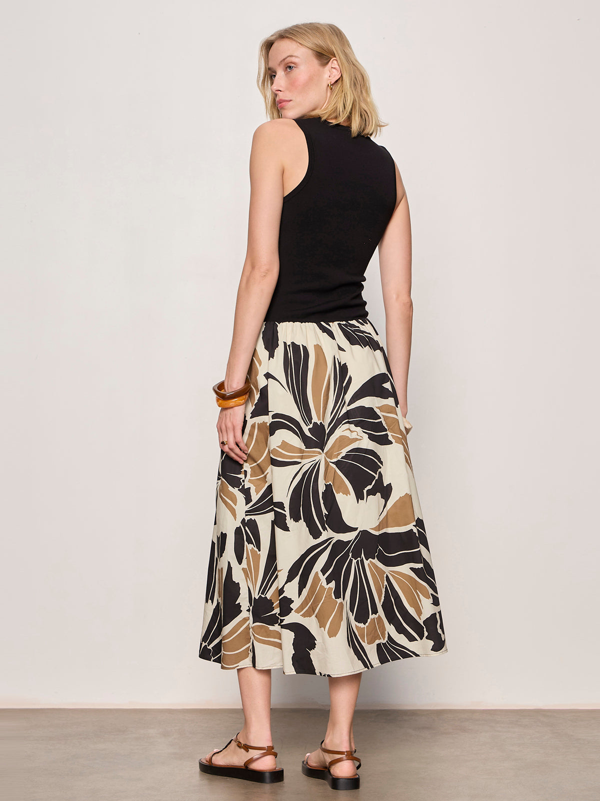 SANDBAR MIX MEDIA MIDI DRESS LOTUS W/ BLACK - Sanctuary Clothing