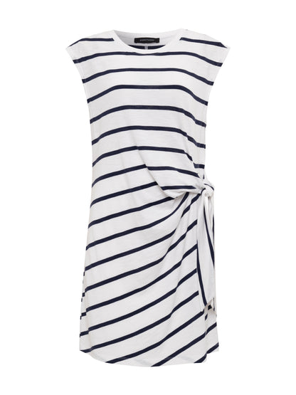 SIDE TIE T-SHIRT DRESS WHITE/NAVY STRIPE - Sanctuary Clothing