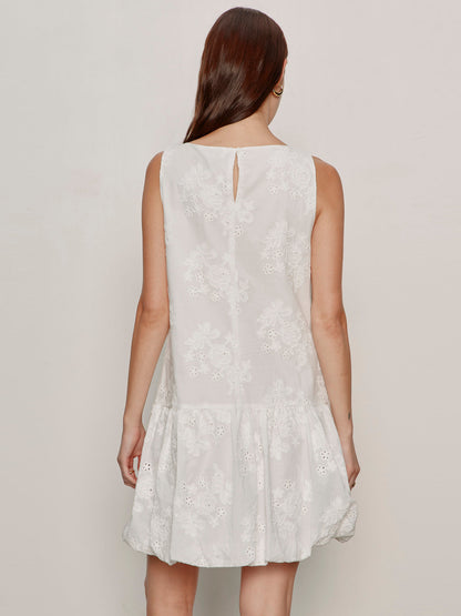GARDEN EYELET BUBBLE DRESS WHITE - Sanctuary Clothing