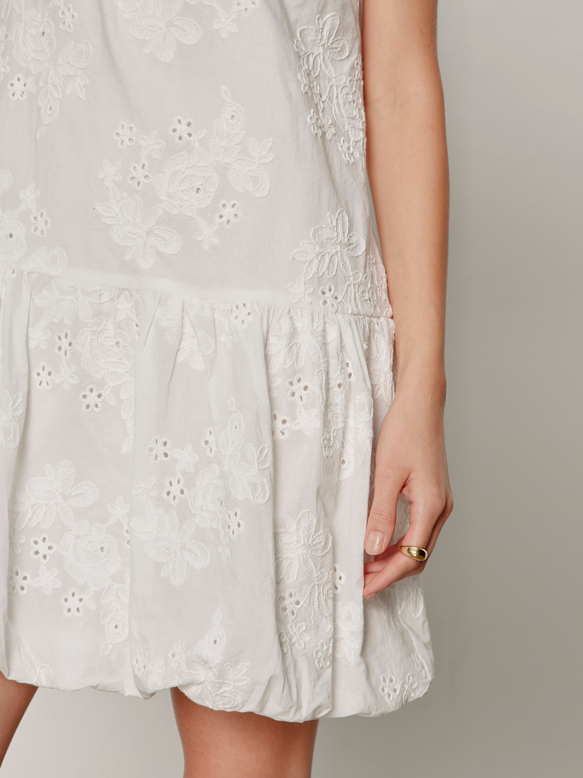 GARDEN EYELET BUBBLE DRESS WHITE - Sanctuary Clothing