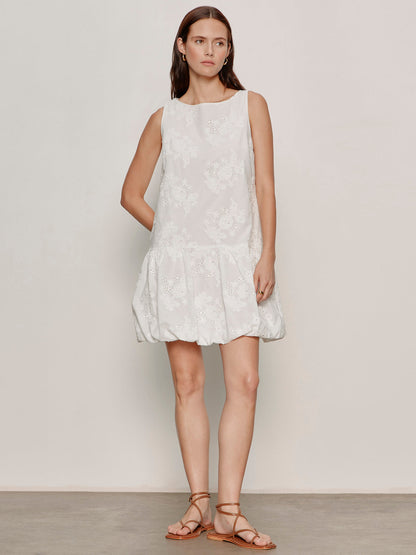 GARDEN EYELET BUBBLE DRESS WHITE - Sanctuary Clothing