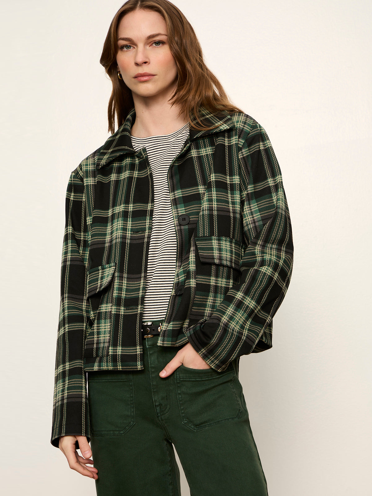 Avid Plaid Jacket Evergreen Plaid - Sanctuary Clothing