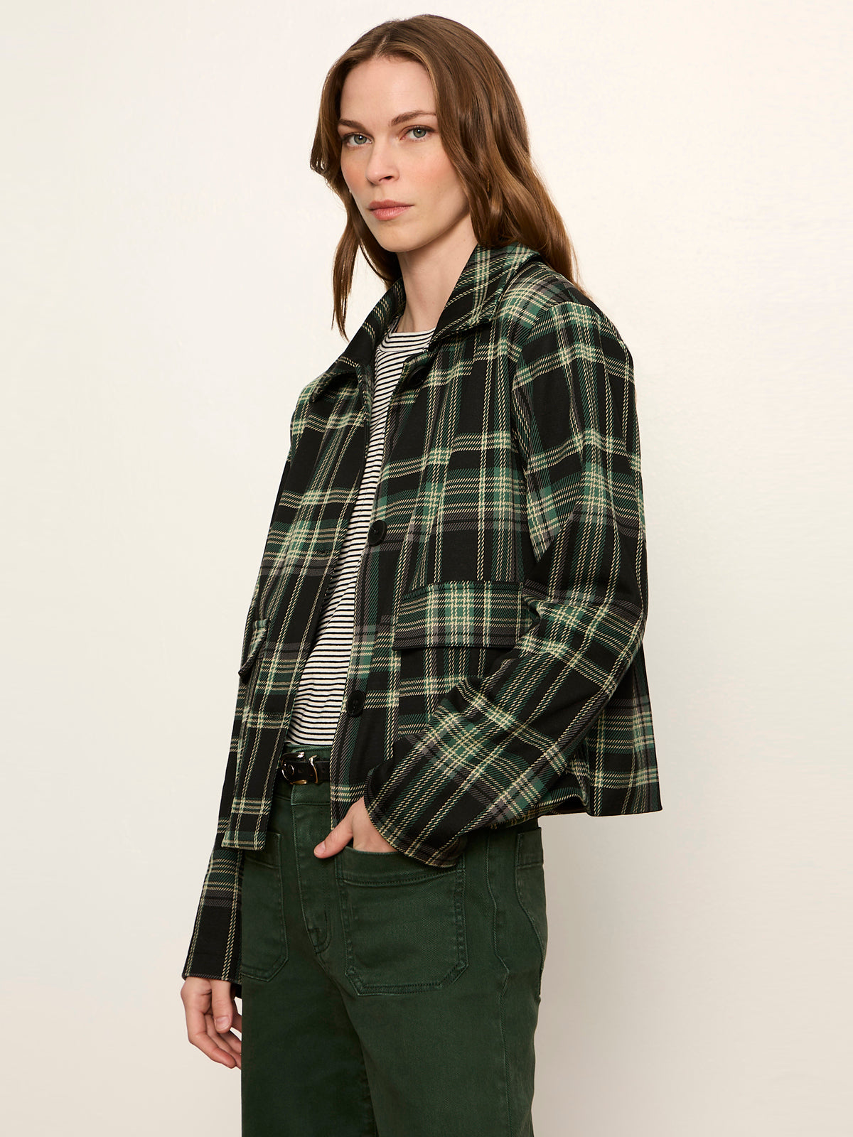 Avid Plaid Jacket Evergreen Plaid - Sanctuary Clothing