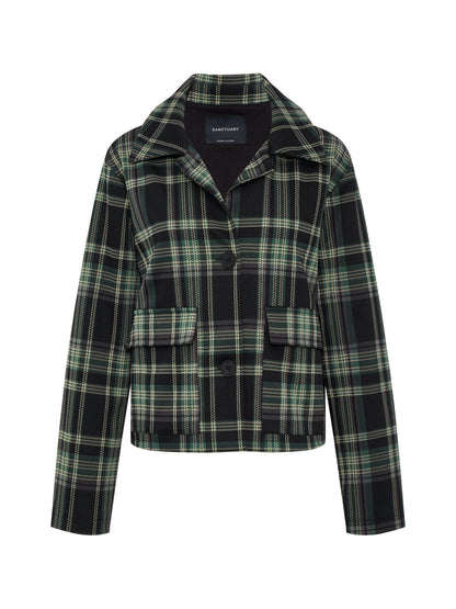 Avid Plaid Jacket Evergreen Plaid - Sanctuary Clothing