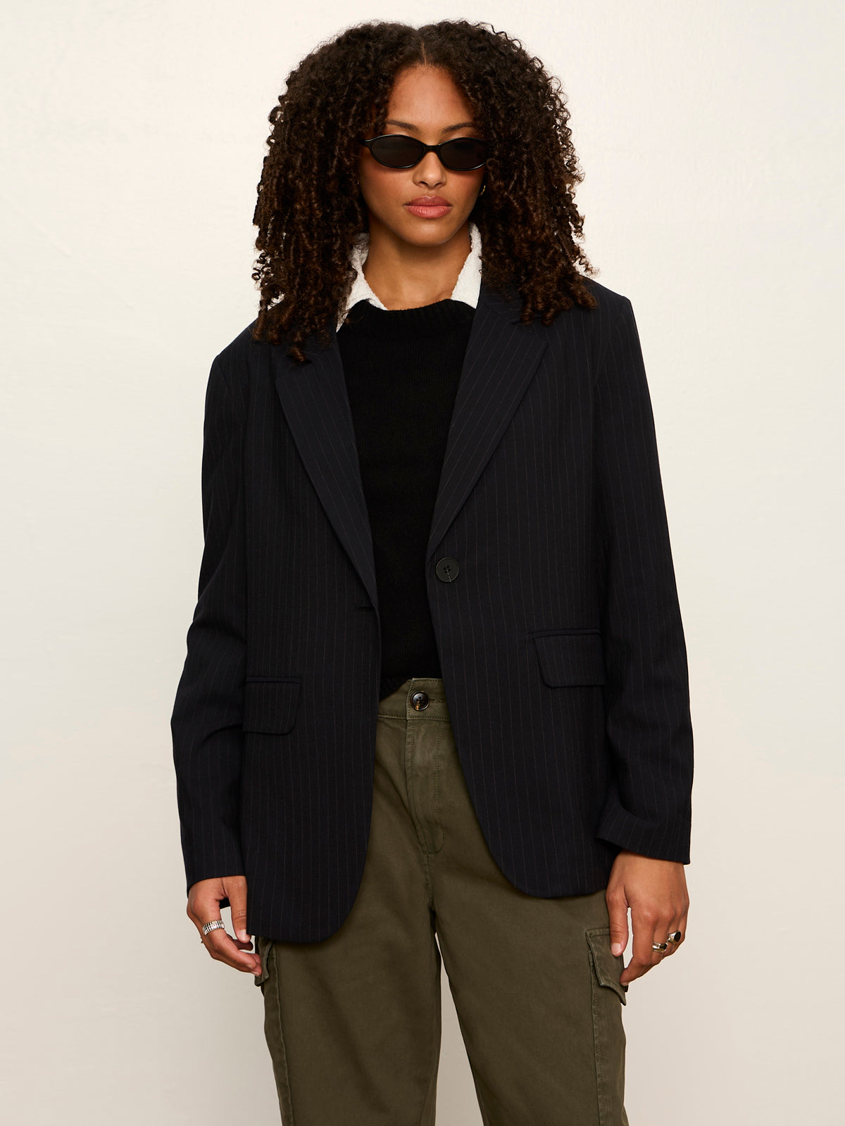 Maci Blazer Navy Pinstripe - Sanctuary Clothing