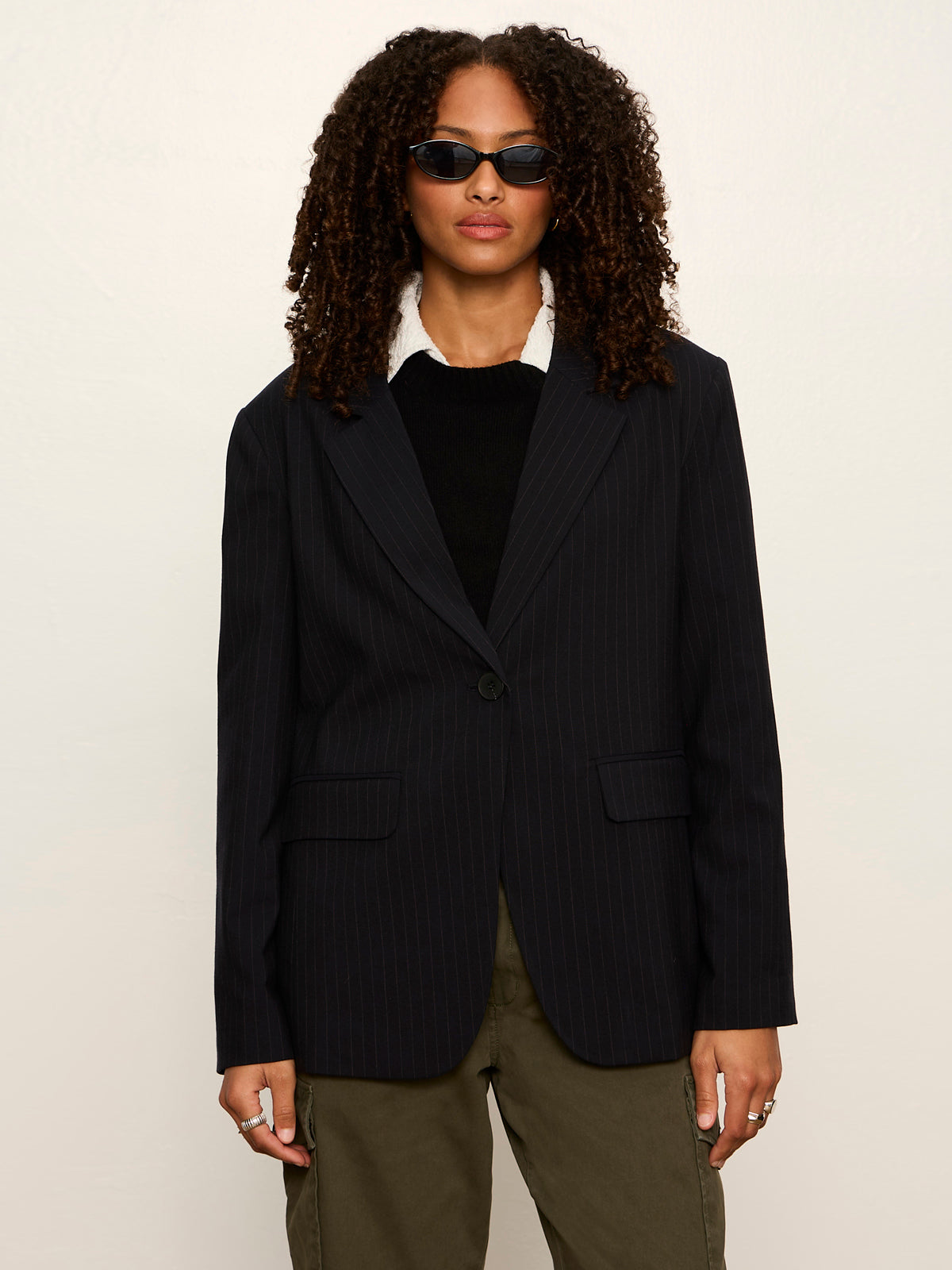 Maci Blazer Navy Pinstripe - Sanctuary Clothing