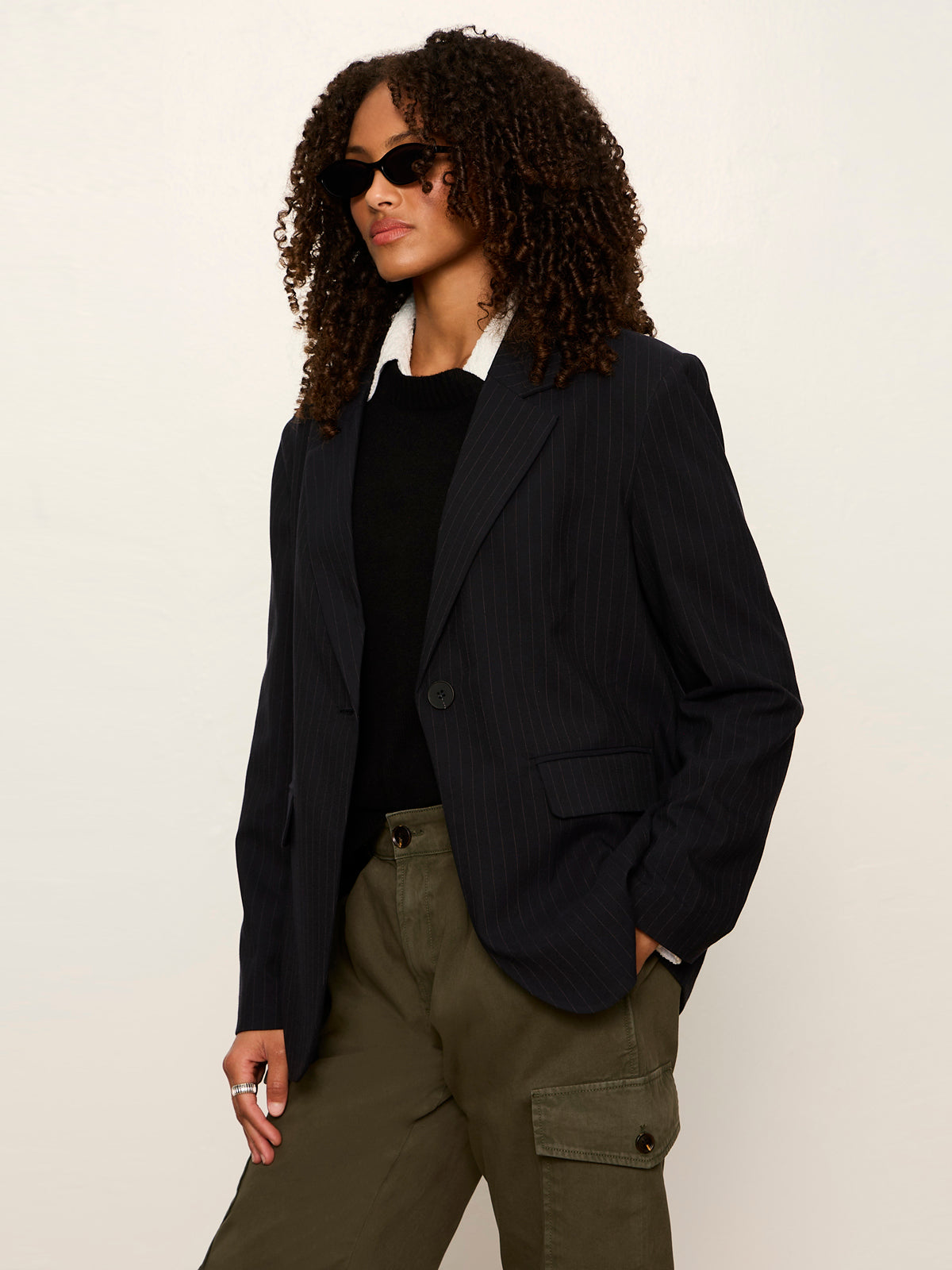 Maci Blazer Navy Pinstripe - Sanctuary Clothing