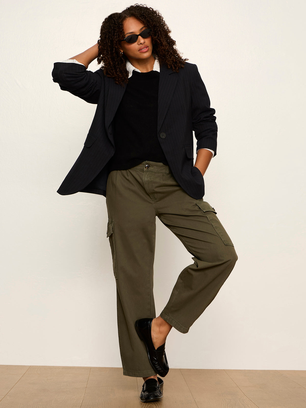Maci Blazer Navy Pinstripe - Sanctuary Clothing