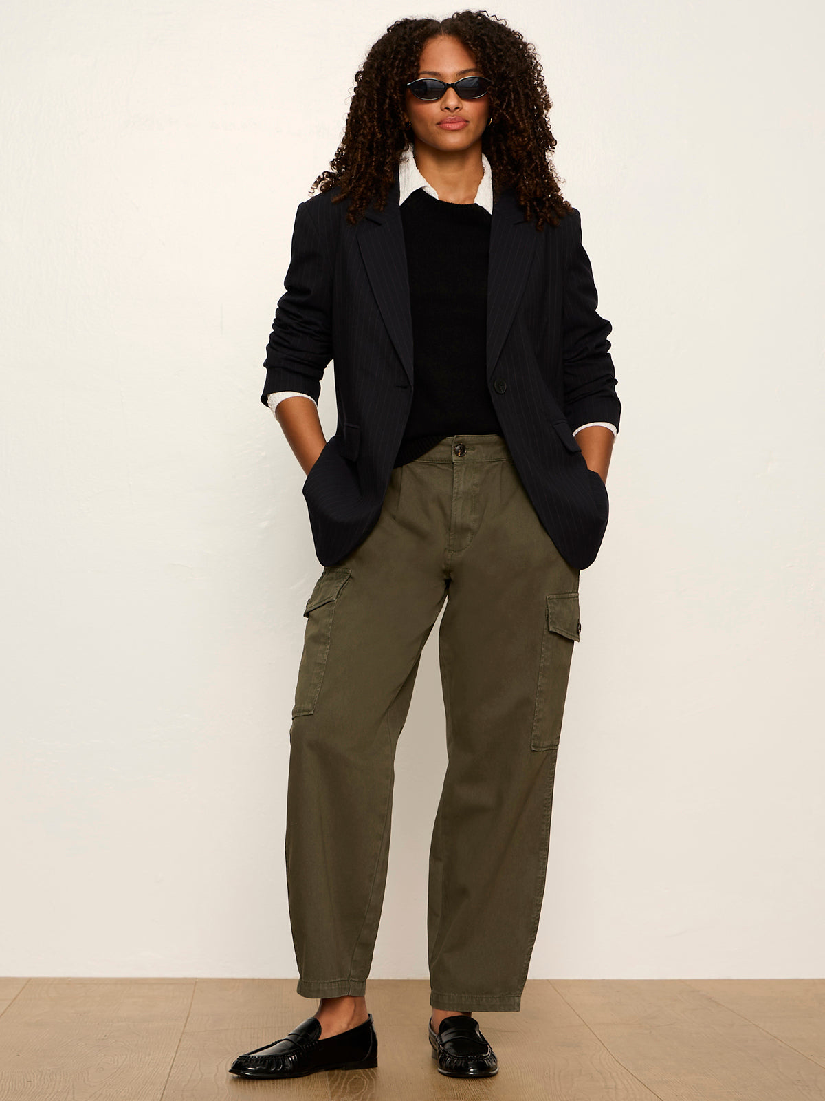 Maci Blazer Navy Pinstripe - Sanctuary Clothing
