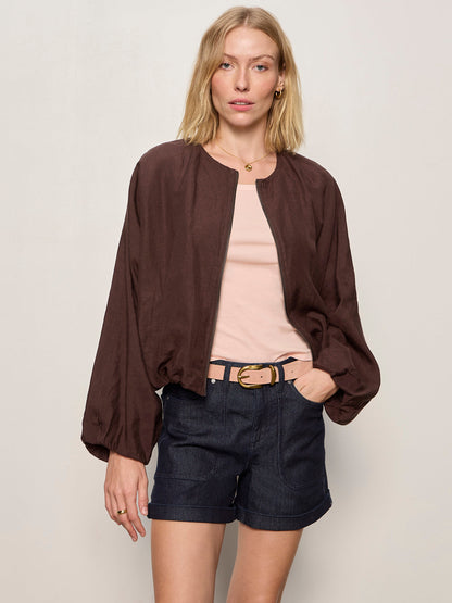 LINEN BUBBLE JACKET RICH SOIL - Sanctuary Clothing