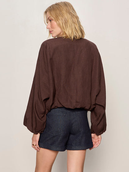 LINEN BUBBLE JACKET RICH SOIL - Sanctuary Clothing