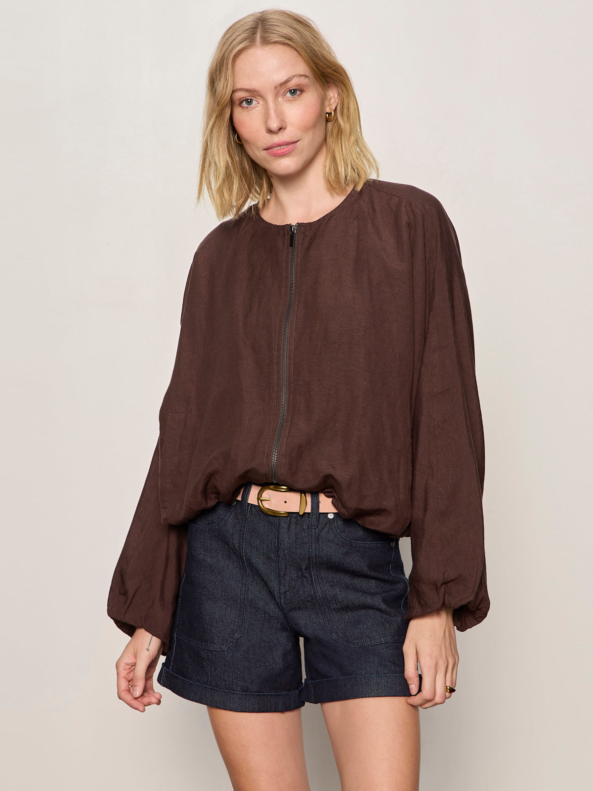 LINEN BUBBLE JACKET RICH SOIL - Sanctuary Clothing