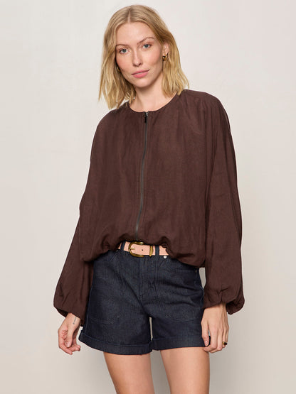 LINEN BUBBLE JACKET RICH SOIL - Sanctuary Clothing