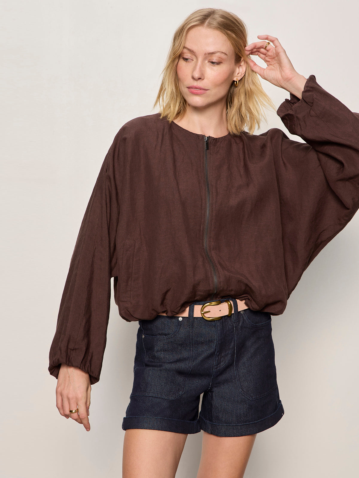 LINEN BUBBLE JACKET RICH SOIL - Sanctuary Clothing