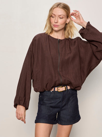 LINEN BUBBLE JACKET RICH SOIL - Sanctuary Clothing