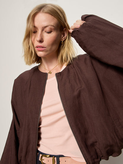 LINEN BUBBLE JACKET RICH SOIL - Sanctuary Clothing