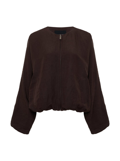 LINEN BUBBLE JACKET RICH SOIL - Sanctuary Clothing