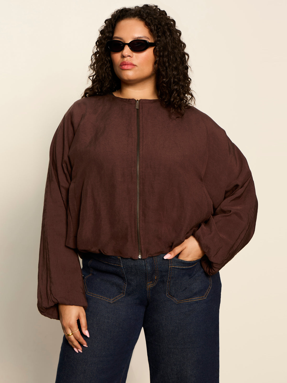 LINEN BUBBLE JACKET RICH SOIL - Sanctuary Clothing