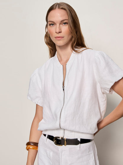 EVERLY LINEN BOMBER WHITE - Sanctuary Clothing