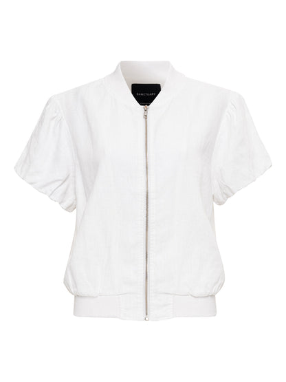 EVERLY LINEN BOMBER WHITE - Sanctuary Clothing