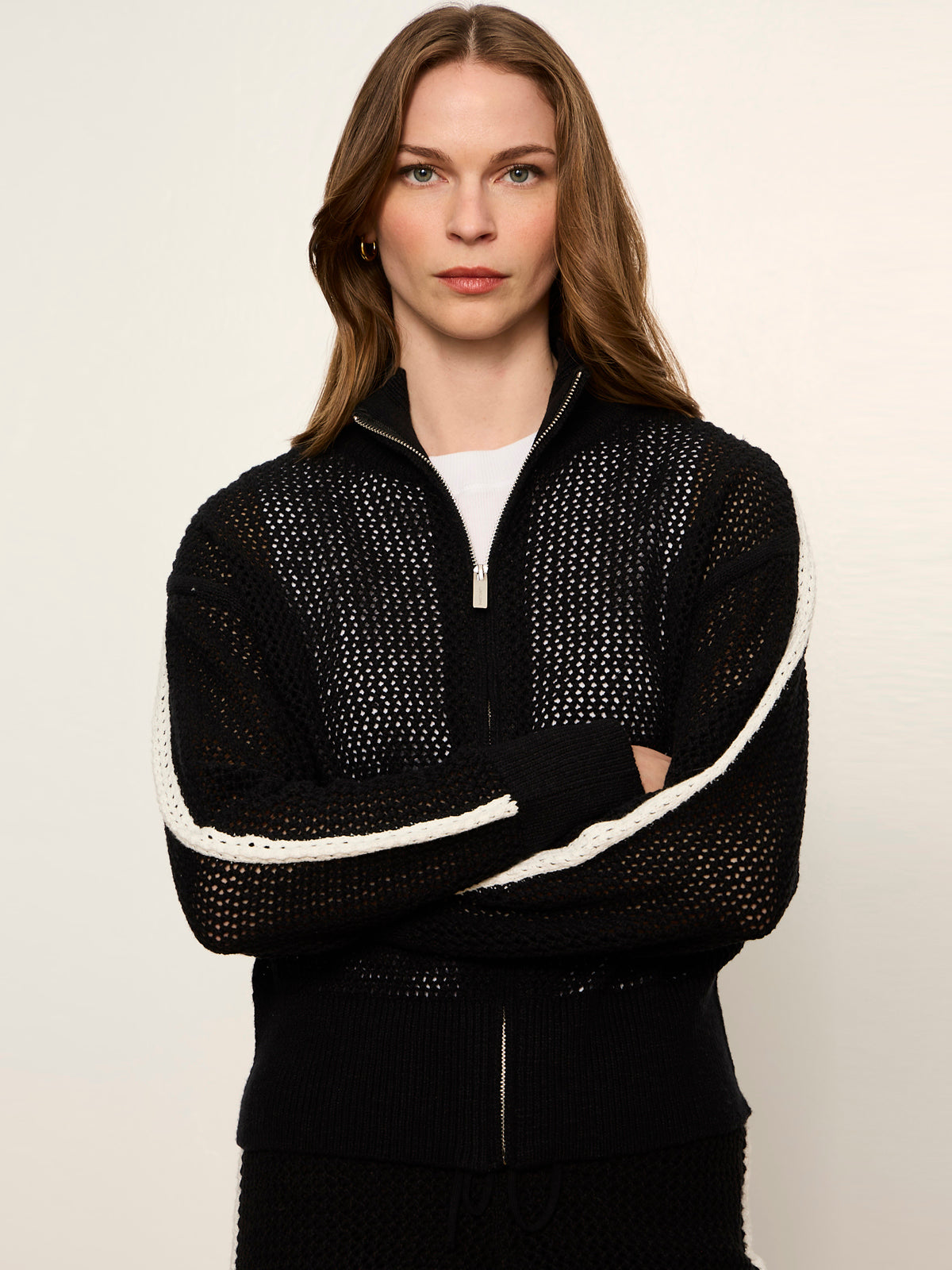 OPEN STITCH TRACK JACKET BLACK W/ CHALK - Sanctuary Clothing
