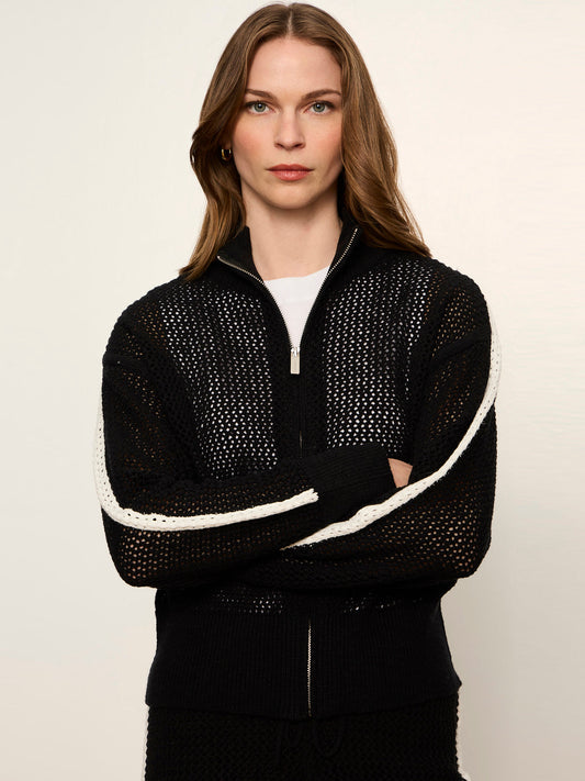 OPEN STITCH TRACK JACKET BLACK W/ CHALK - Sanctuary Clothing
