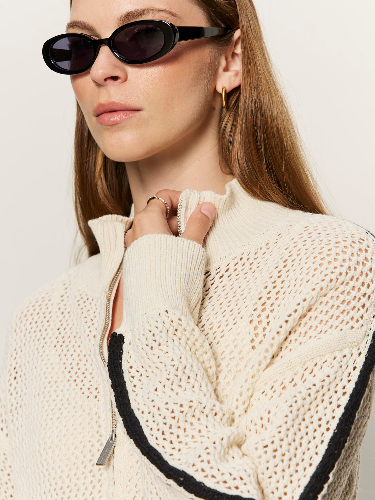 Open Stitch Track Jacket Collagen/Black - Sanctuary Clothing