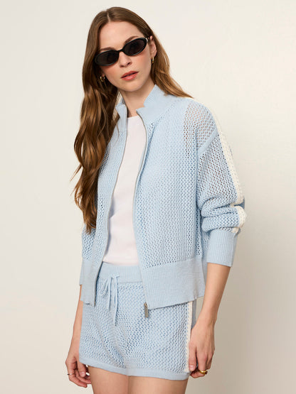OPEN STITCH TRACK JACKET BLUE AURA W/ CHALK - Sanctuary Clothing