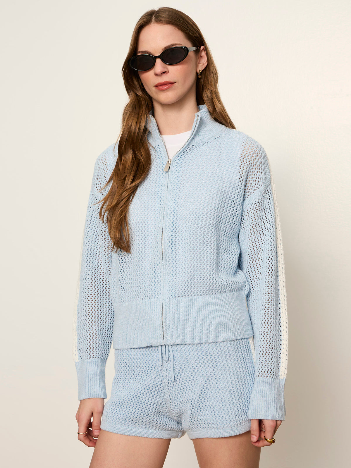 OPEN STITCH TRACK JACKET BLUE AURA W/ CHALK - Sanctuary Clothing