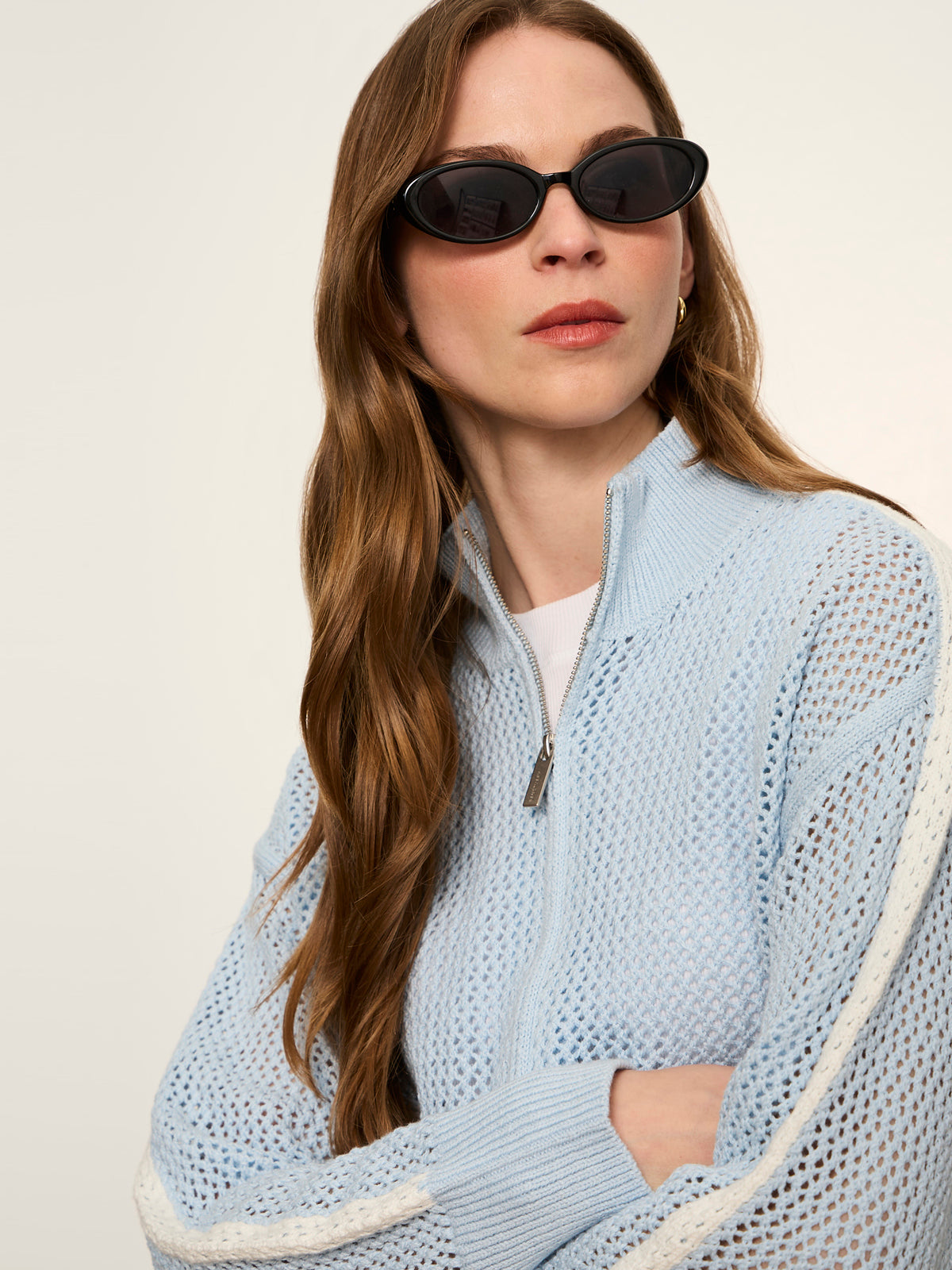 OPEN STITCH TRACK JACKET BLUE AURA W/ CHALK - Sanctuary Clothing