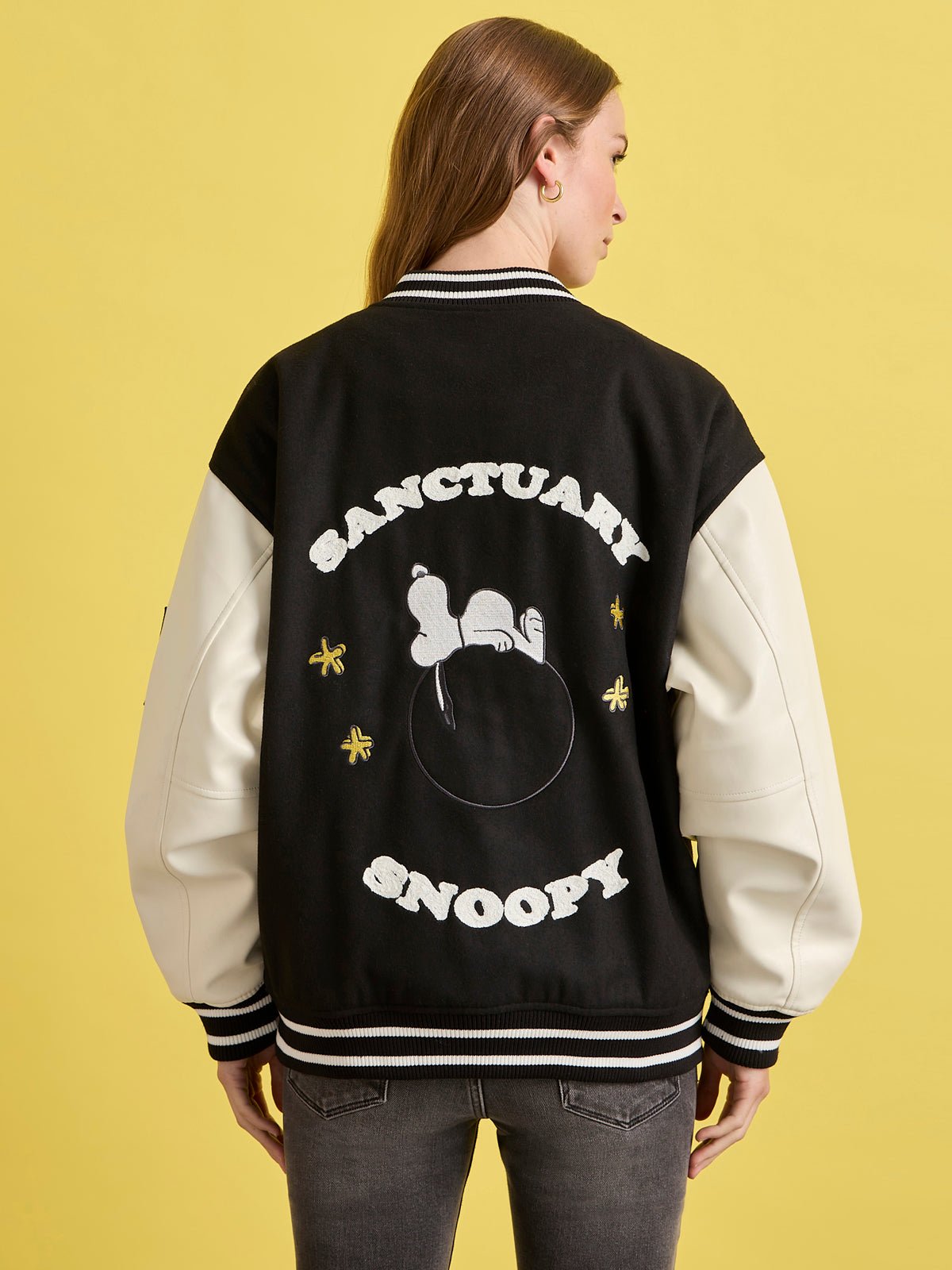 75 VARSITY JACKET BLACK/WHITE - Sanctuary Clothing