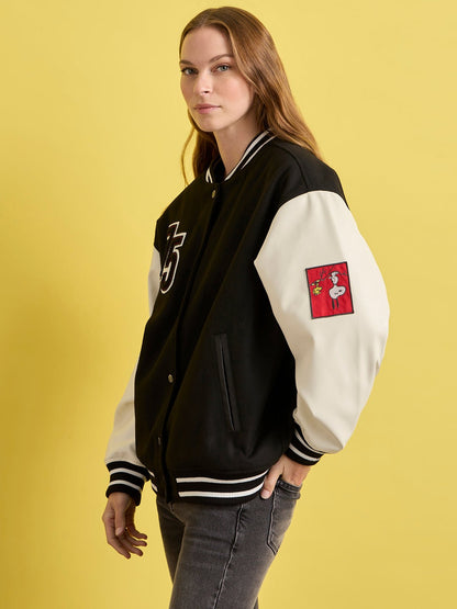 75 VARSITY JACKET BLACK/WHITE - Sanctuary Clothing