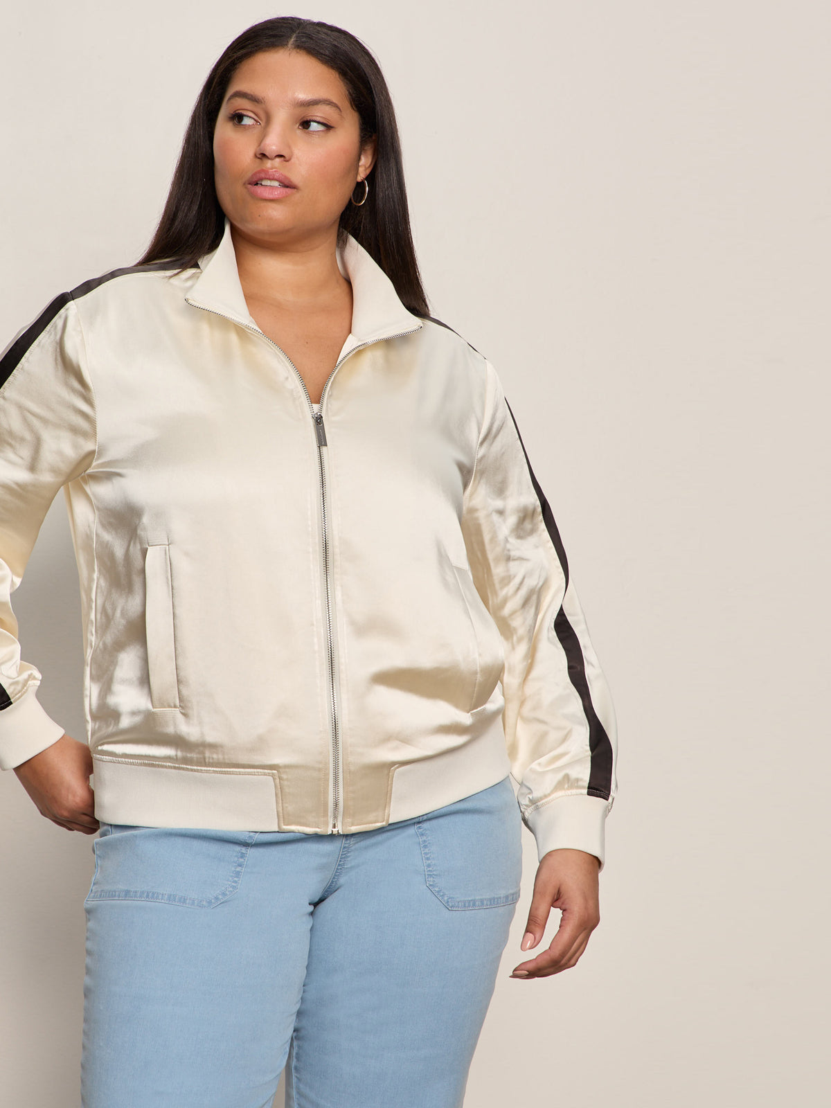 Satin Track Jacket Collagen Extended Sizing - Sanctuary Clothing